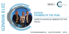 Kwiziq co-founders Gareth Davies and Simon Potter win BMWi UK EdTech Founder of the Year 2018